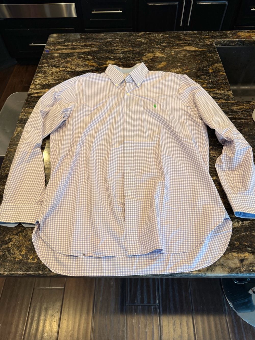 Polo by Ralph Lauren Lavender and White Gingham Dress Shirt Mens M